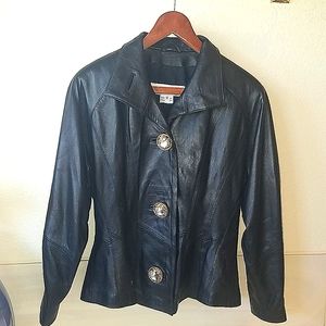 black leather jacket